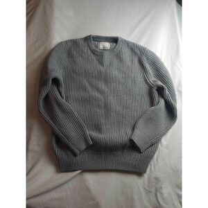Long Wharf Supply Co. Crewneck Sweater Mens Large Gray Ribbed Knit Wool Blend